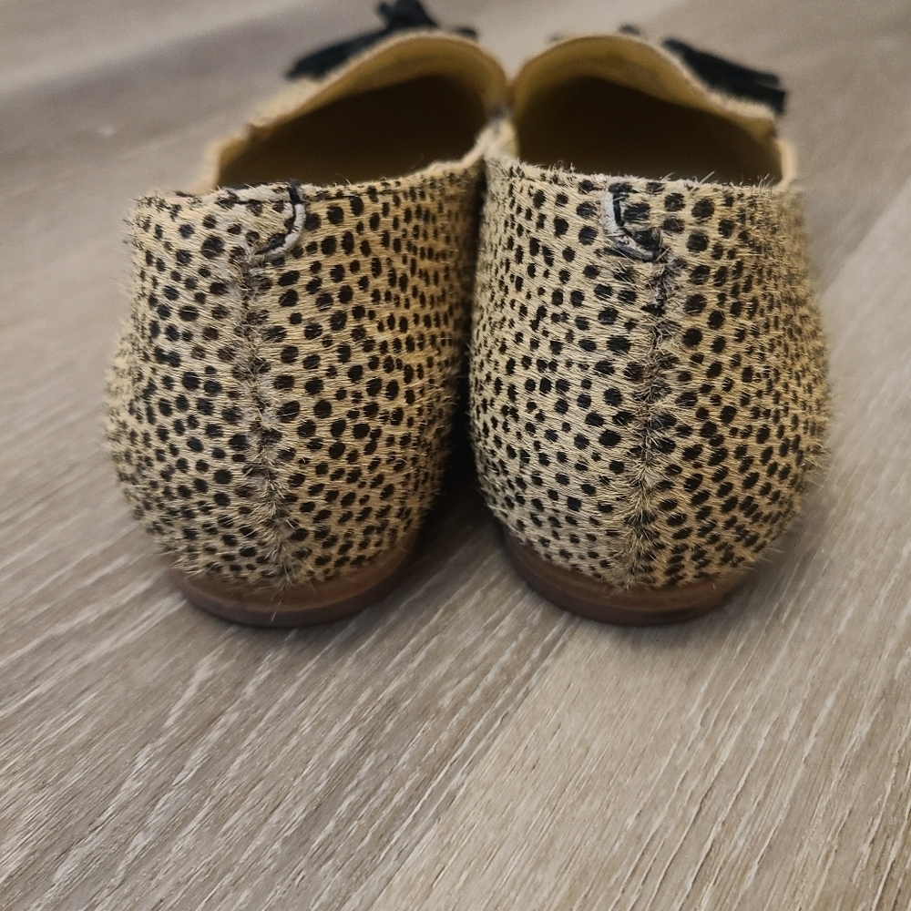 Sole Society Hadlee Calf Hair Leather Polka Dot Leopard Print Tassel Loafers - Picture 4 of 4